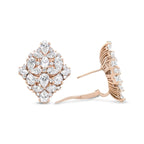 18K Rose Gold 8 1/3 Cttw Pear and Round Diamond Floral Cluster Omega Earrings (F-G Color, VS1-VS2 Clarity) Lootquake LLC