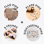 Bundle: Photo Frames, Flags, Airplane, and Sightseeings Pins Enjoy The Wood