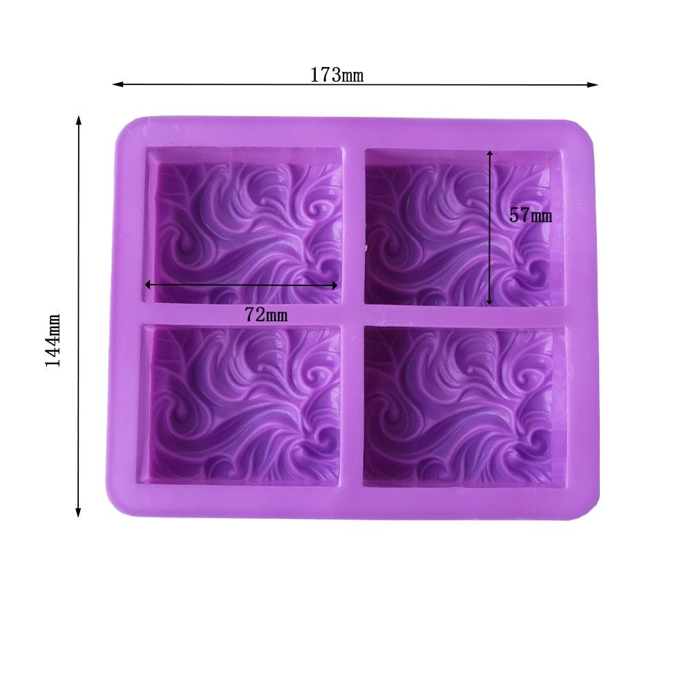 4-Cavity Wavy Flower Silicone Handmade Soap Mold Cake Mold Aromatherapy Plaster Mold Essential Oil Soap Mold 4-Cavity Ocean Wave Soap Mold, Silicone Sea Wave Cake Pan Stevvex