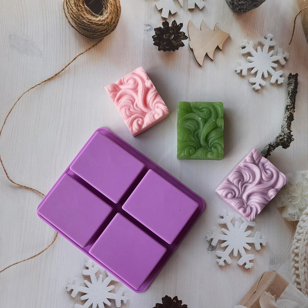 4-Cavity Wavy Flower Silicone Handmade Soap Mold Cake Mold Aromatherapy Plaster Mold Essential Oil Soap Mold 4-Cavity Ocean Wave Soap Mold, Silicone Sea Wave Cake Pan Stevvex