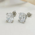 4 Ct Oval Moissanite Stud Earrings 925 Sterling Silver VVS D Color GRA BandsCo Straps