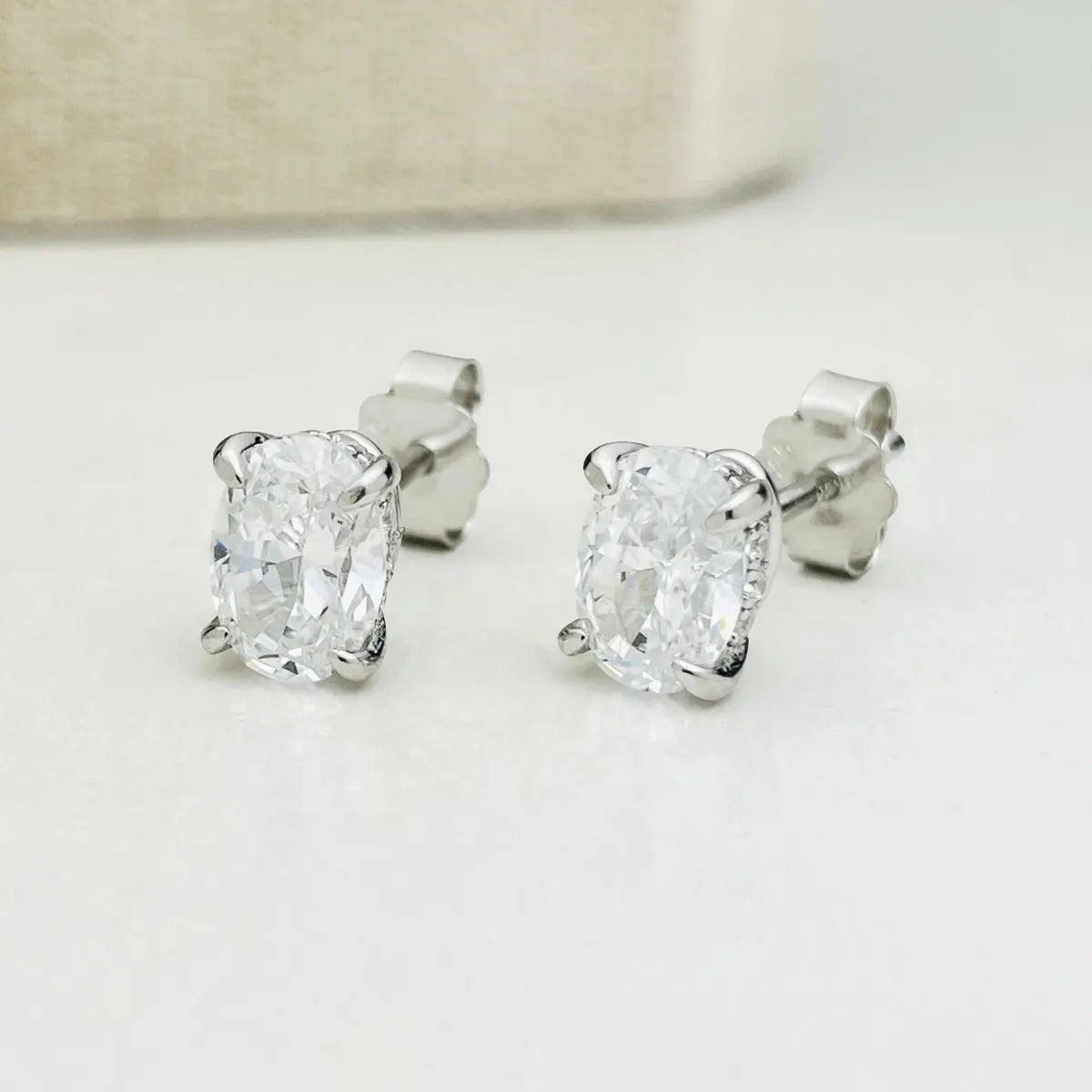 4 Ct Oval Moissanite Stud Earrings 925 Sterling Silver VVS D Color GRA BandsCo Straps