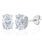 4 Ct Oval Moissanite Stud Earrings 925 Sterling Silver VVS D Color GRA BandsCo Straps