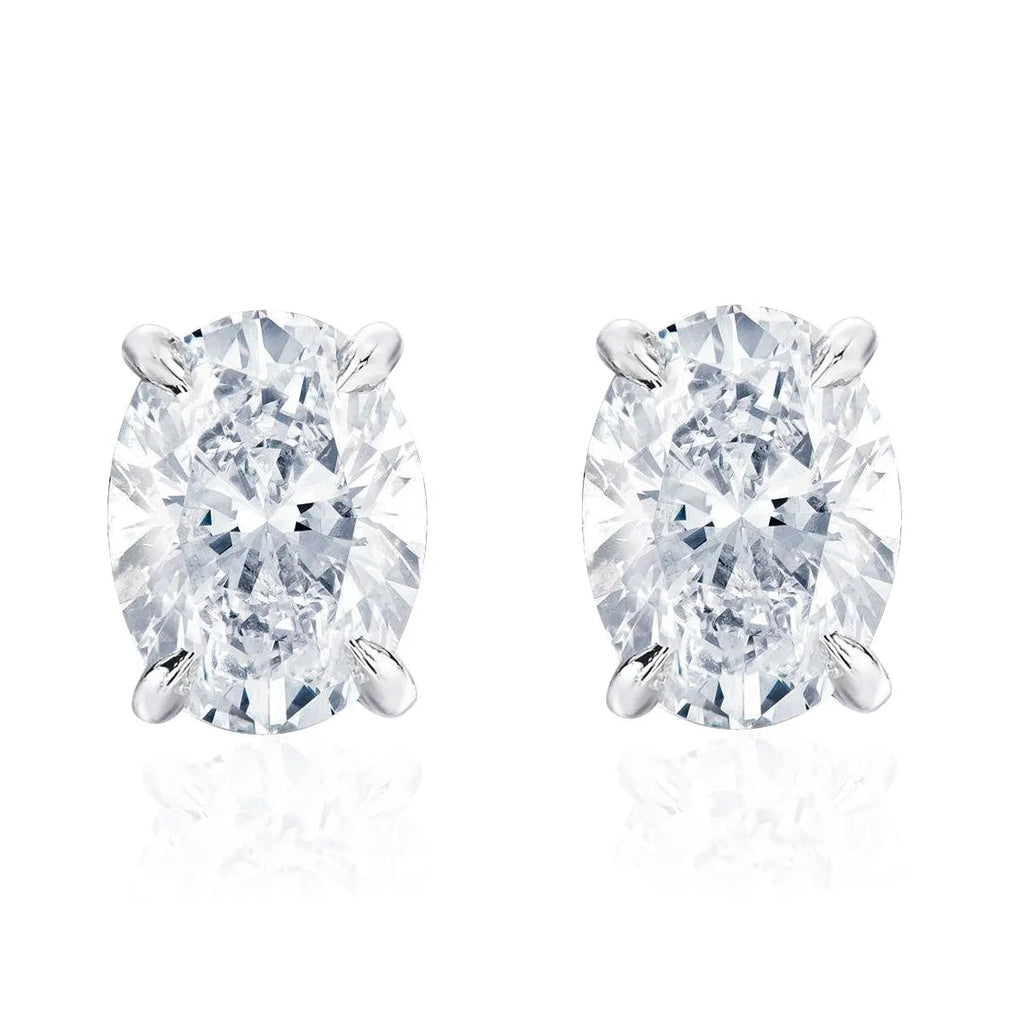4 Ct Oval Moissanite Stud Earrings 925 Sterling Silver VVS D Color GRA BandsCo Straps