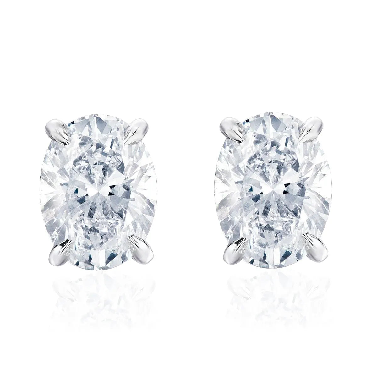 4 Ct Oval Moissanite Stud Earrings 925 Sterling Silver VVS D Color GRA BandsCo Straps