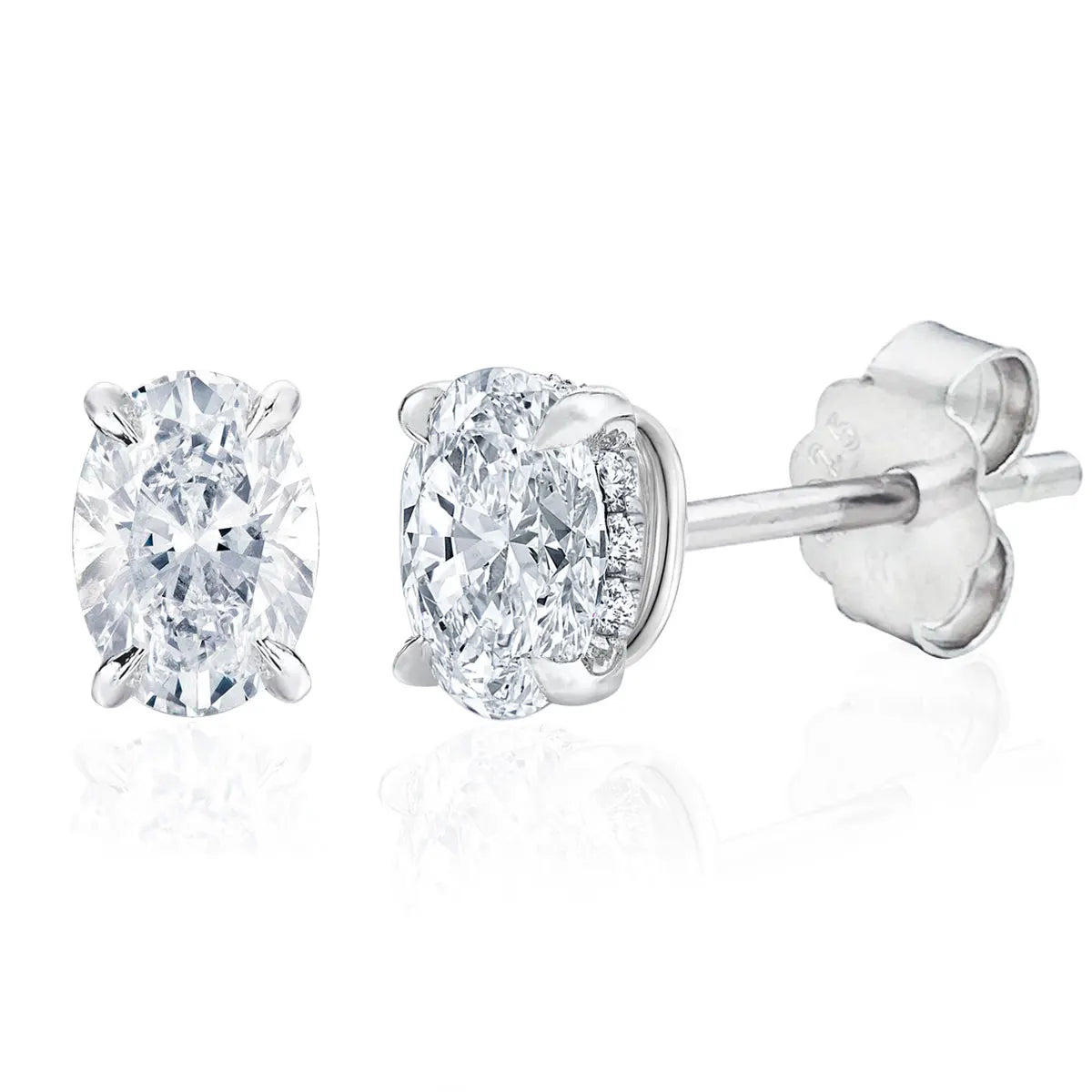 4 Ct Oval Moissanite Stud Earrings 925 Sterling Silver VVS D Color GRA BandsCo Straps
