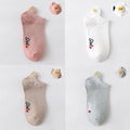 4 Pair/Lot Low Tube Boat Socks Gold Silk Embroidery Mouse Ankle Women Socks Cotton Low Cut Thin No Show Boat Socks For Men And Women Stevvex