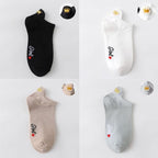4 Pair/Lot Low Tube Boat Socks Gold Silk Embroidery Mouse Ankle Women Socks Cotton Low Cut Thin No Show Boat Socks For Men And Women Stevvex