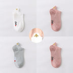 4 Pair/Lot Low Tube Boat Socks Gold Silk Embroidery Mouse Ankle Women Socks Cotton Low Cut Thin No Show Boat Socks For Men And Women Stevvex