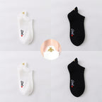 4 Pair/Lot Low Tube Boat Socks Gold Silk Embroidery Mouse Ankle Women Socks Cotton Low Cut Thin No Show Boat Socks For Men And Women Stevvex