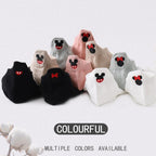 4 Pair/Lot Low Tube Boat Socks Gold Silk Embroidery Mouse Ankle Women Socks Cotton Low Cut Thin No Show Boat Socks For Men And Women Stevvex