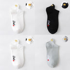 4 Pair/Lot Low Tube Boat Socks Gold Silk Embroidery Mouse Ankle Women Socks Cotton Low Cut Thin No Show Boat Socks For Men And Women Stevvex