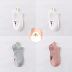 4 Pair/Lot Low Tube Boat Socks Gold Silk Embroidery Mouse Ankle Women Socks Cotton Low Cut Thin No Show Boat Socks For Men And Women Stevvex