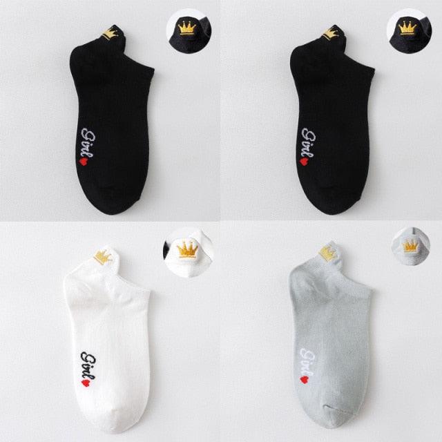 4 Pair/Lot Low Tube Boat Socks Gold Silk Embroidery Mouse Ankle Women Socks Cotton Low Cut Thin No Show Boat Socks For Men And Women Stevvex