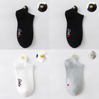 4 Pair/Lot Low Tube Boat Socks Gold Silk Embroidery Mouse Ankle Women Socks Cotton Low Cut Thin No Show Boat Socks For Men And Women Stevvex