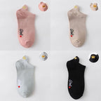 4 Pair/Lot Low Tube Boat Socks Gold Silk Embroidery Mouse Ankle Women Socks Cotton Low Cut Thin No Show Boat Socks For Men And Women Stevvex