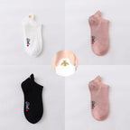 4 Pair/Lot Low Tube Boat Socks Gold Silk Embroidery Mouse Ankle Women Socks Cotton Low Cut Thin No Show Boat Socks For Men And Women Stevvex