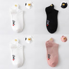 4 Pair/Lot Low Tube Boat Socks Gold Silk Embroidery Mouse Ankle Women Socks Cotton Low Cut Thin No Show Boat Socks For Men And Women Stevvex