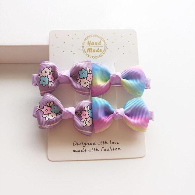 4 PCS New Cute Classic All-match Small Bowknot Girls Hair Clips Kids Hairpins Children Hair Accessories Princess Headwear Fashion Hairgrips Accessories For Party Stevvex
