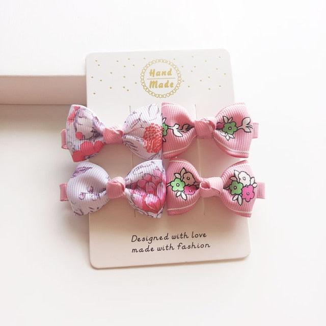 4 PCS New Cute Classic All-match Small Bowknot Girls Hair Clips Kids Hairpins Children Hair Accessories Princess Headwear Fashion Hairgrips Accessories For Party Stevvex