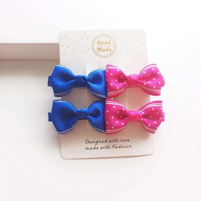 4 PCS New Cute Classic All-match Small Bowknot Girls Hair Clips Kids Hairpins Children Hair Accessories Princess Headwear Fashion Hairgrips Accessories For Party Stevvex