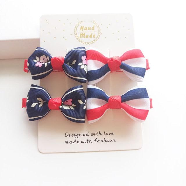 4 PCS New Cute Classic All-match Small Bowknot Girls Hair Clips Kids Hairpins Children Hair Accessories Princess Headwear Fashion Hairgrips Accessories For Party Stevvex