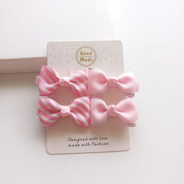 4 PCS New Cute Classic All-match Small Bowknot Girls Hair Clips Kids Hairpins Children Hair Accessories Princess Headwear Fashion Hairgrips Accessories For Party Stevvex