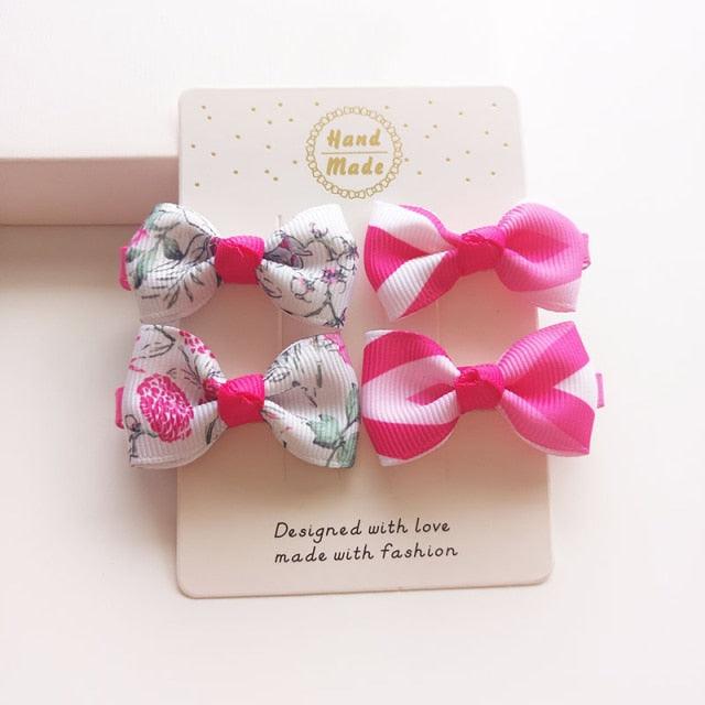 4 PCS New Cute Classic All-match Small Bowknot Girls Hair Clips Kids Hairpins Children Hair Accessories Princess Headwear Fashion Hairgrips Accessories For Party Stevvex