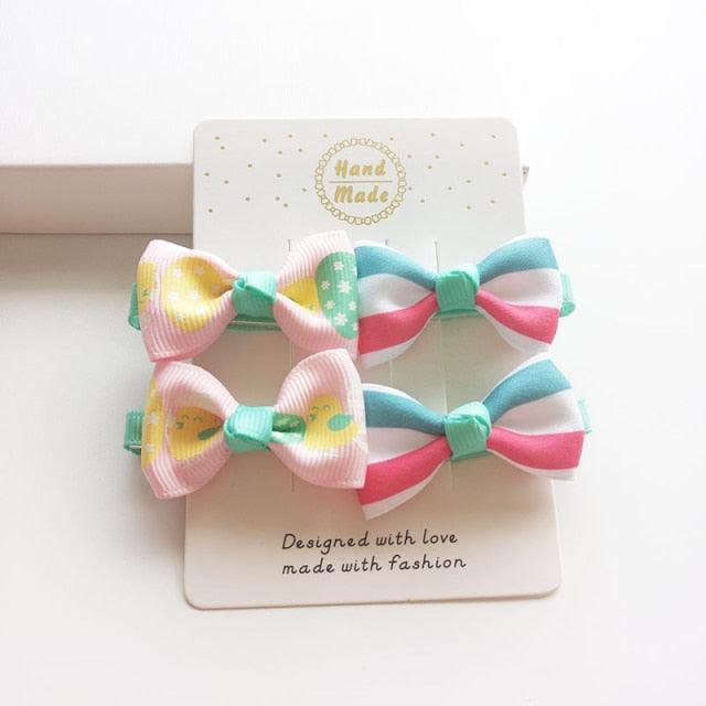 4 PCS New Cute Classic All-match Small Bowknot Girls Hair Clips Kids Hairpins Children Hair Accessories Princess Headwear Fashion Hairgrips Accessories For Party Stevvex
