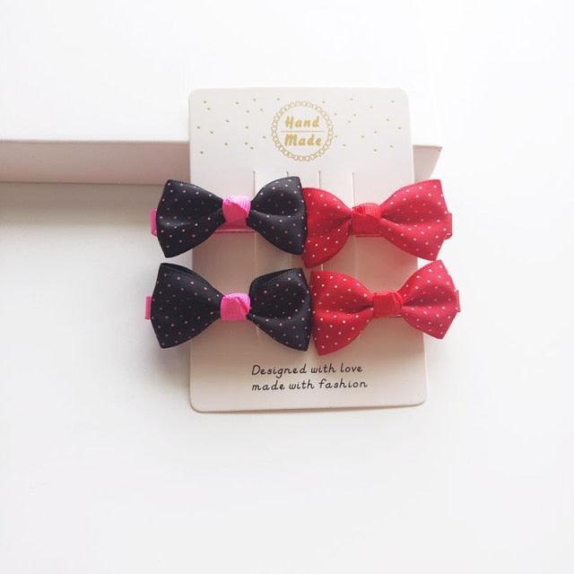 4 PCS New Cute Classic All-match Small Bowknot Girls Hair Clips Kids Hairpins Children Hair Accessories Princess Headwear Fashion Hairgrips Accessories For Party Stevvex