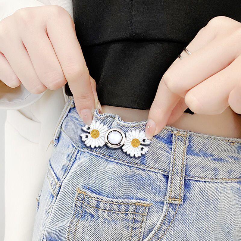4 Sets Pant Waist Tightener Fashion Pants Clips Waist Tightener Sewing Buttons Pins for Jeans Dress Too Big Loose Adjustable  Button Pins Sewing Button Waist Tightener Clip Waist Adjuster Clips for Dresses Pants Jeans Stevvex