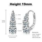 4-Stone Drop Hoop Earrings 925 Sterling Silver Moissanite D VVS1 Clip BandsCo Straps