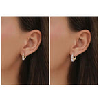 4-Stone Drop Hoop Earrings 925 Sterling Silver Moissanite D VVS1 Clip BandsCo Straps