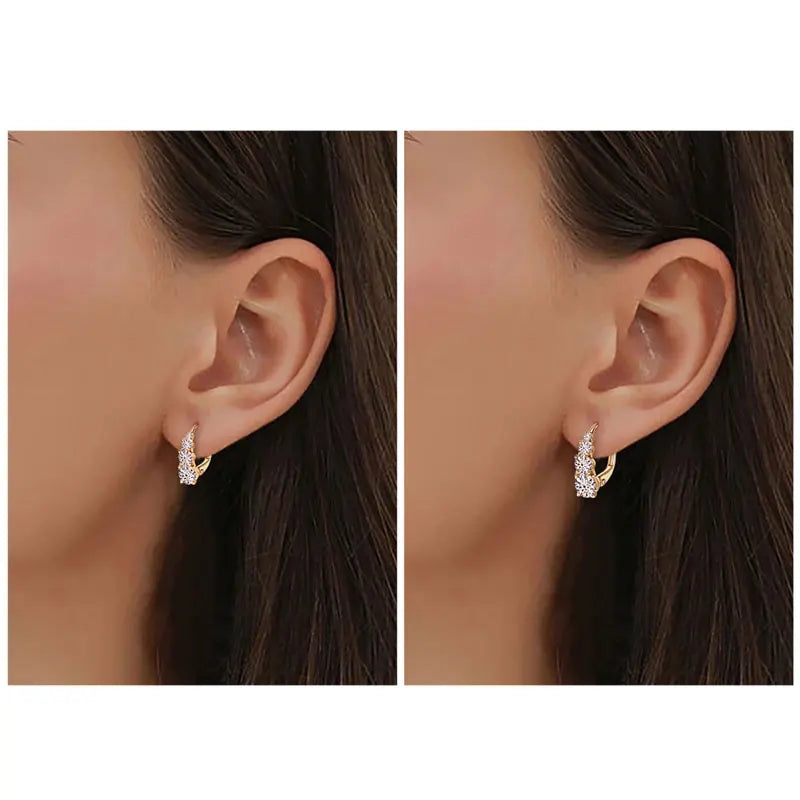 4-Stone Drop Hoop Earrings 925 Sterling Silver Moissanite D VVS1 Clip BandsCo Straps