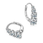 4-Stone Drop Hoop Earrings 925 Sterling Silver Moissanite D VVS1 Clip BandsCo Straps