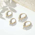 4-Stone Drop Hoop Earrings 925 Sterling Silver Moissanite D VVS1 Clip BandsCo Straps
