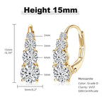4-Stone Drop Hoop Earrings 925 Sterling Silver Moissanite D VVS1 Clip BandsCo Straps
