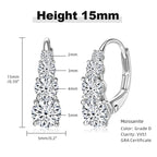 4-Stone Drop Hoop Earrings 925 Sterling Silver Moissanite D VVS1 Clip BandsCo Straps
