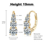 4-Stone Drop Hoop Earrings 925 Sterling Silver Moissanite D VVS1 Clip BandsCo Straps