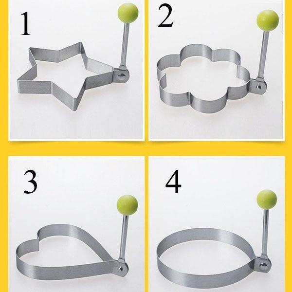 4 Style Stainless Steel Egg Shaper Pancake Mould Omelette Mold Heart Shape Frying Egg Cooking Tool Kitchen Accessories Gadget Stainless Steel Fried Egg Ring Mold Omelette Pancake Rings Cute Shape Egg Mold Cooking Tools Stevvex