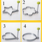 4 Style Stainless Steel Egg Shaper Pancake Mould Omelette Mold Heart Shape Frying Egg Cooking Tool Kitchen Accessories Gadget Stainless Steel Fried Egg Ring Mold Omelette Pancake Rings Cute Shape Egg Mold Cooking Tools Stevvex