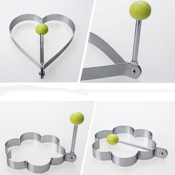 4 Style Stainless Steel Egg Shaper Pancake Mould Omelette Mold Heart Shape Frying Egg Cooking Tool Kitchen Accessories Gadget Stainless Steel Fried Egg Ring Mold Omelette Pancake Rings Cute Shape Egg Mold Cooking Tools Stevvex