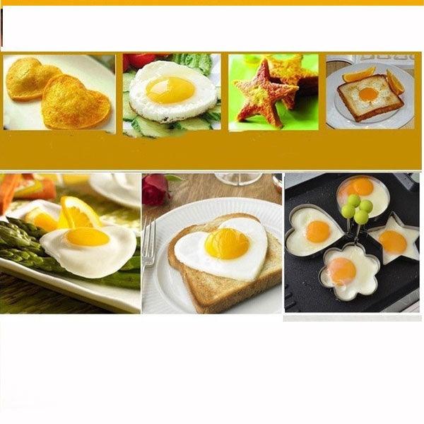 4 Style Stainless Steel Egg Shaper Pancake Mould Omelette Mold Heart Shape Frying Egg Cooking Tool Kitchen Accessories Gadget Stainless Steel Fried Egg Ring Mold Omelette Pancake Rings Cute Shape Egg Mold Cooking Tools Stevvex