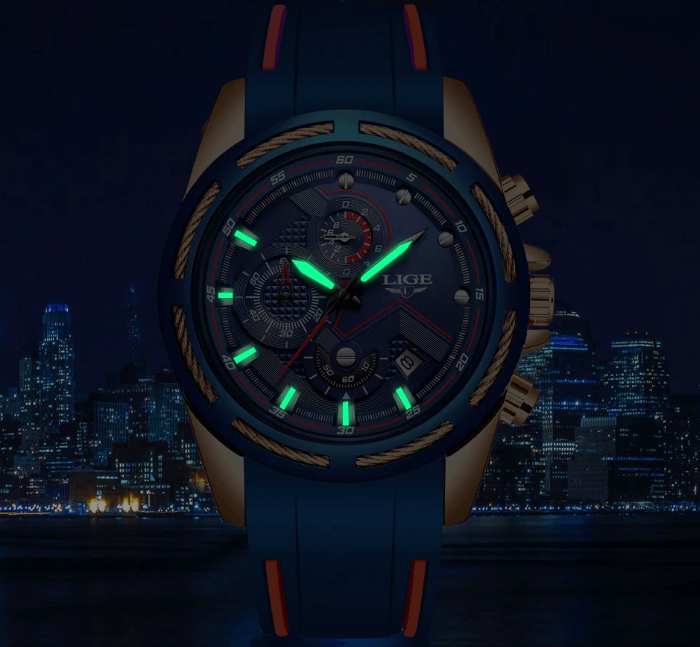 Men's Waterproof Modern Watch With Rubber Straps Multifunction Watches Unique Design Perfect Gift Stevvex