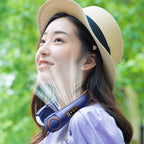 4000mAh Hanging Neck Fan USB Handheld Mute LED Digital Display Leafless Mini Electric Fan with LED Light 5 Gear Air Cooling Fans Digital Display Leafless Mini Electric Colorful Gear 5th Fan Stevvex