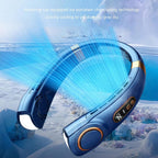 4000mAh Hanging Neck Fan USB Handheld Mute LED Digital Display Leafless Mini Electric Fan with LED Light 5 Gear Air Cooling Fans Digital Display Leafless Mini Electric Colorful Gear 5th Fan Stevvex
