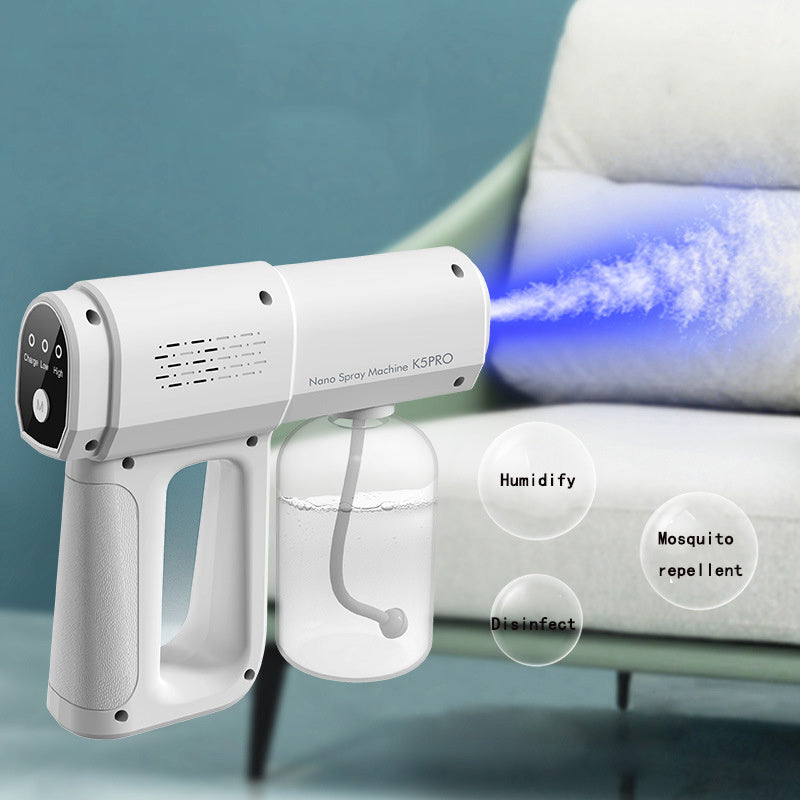 Electric Sanitizer Sprayer Handheld Blue Light Nano Steam Disinfection Spray Gun Home Car Wireless USB Humidifier Atomizer Pi-Mart