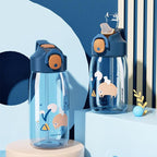 400ml/550ml High Quality  Material Kids Water Bottle With Straw Leak-Proof BPA Free Durable Plastic Drinking Bottle Cute Water Bottle with Sipper, Water Bottle for Kids Sipper Bottle for Kids - Anti-Leak Cartoon Kids Water Bottle for Kids Stevvex