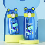 400ml/550ml High Quality  Material Kids Water Bottle With Straw Leak-Proof BPA Free Durable Plastic Drinking Bottle Cute Water Bottle with Sipper, Water Bottle for Kids Sipper Bottle for Kids - Anti-Leak Cartoon Kids Water Bottle for Kids Stevvex