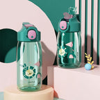 400ml/550ml High Quality  Material Kids Water Bottle With Straw Leak-Proof BPA Free Durable Plastic Drinking Bottle Cute Water Bottle with Sipper, Water Bottle for Kids Sipper Bottle for Kids - Anti-Leak Cartoon Kids Water Bottle for Kids Stevvex